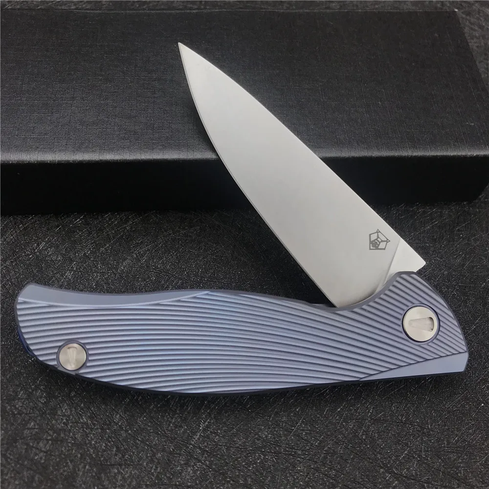 

Shirogorov Ball Bearing Folding EDC Knife D2 Blade TC4 Titanium Alloy Handle Tactical Defense Hunting Camping Collection Knife