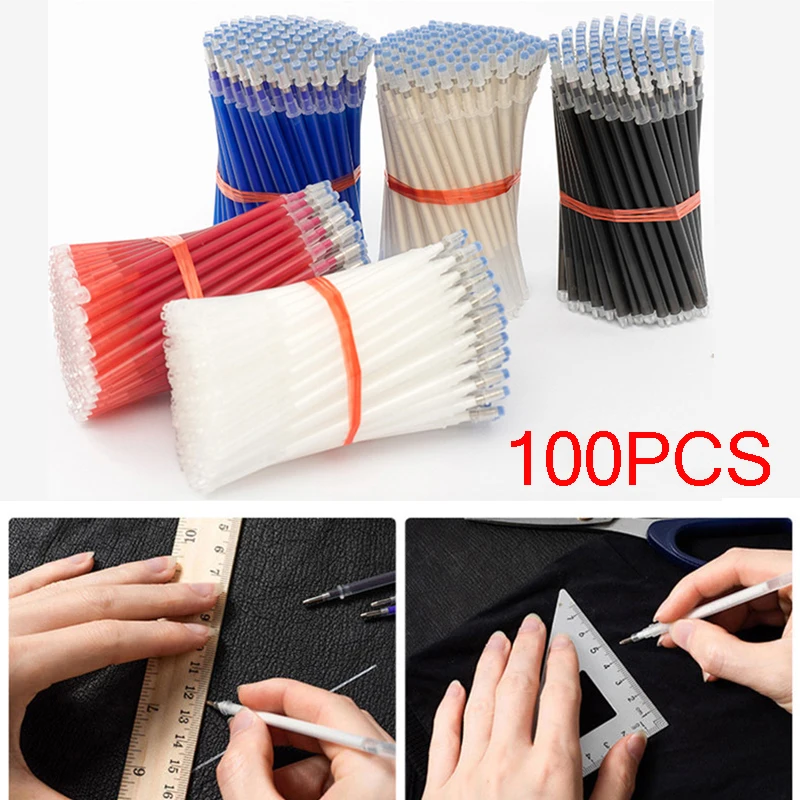 

100PC Erasable Refill Pens High Temperature Disappear Fabric Marker Pen for Patchwork PU Leather Scribing Sewing Accessories
