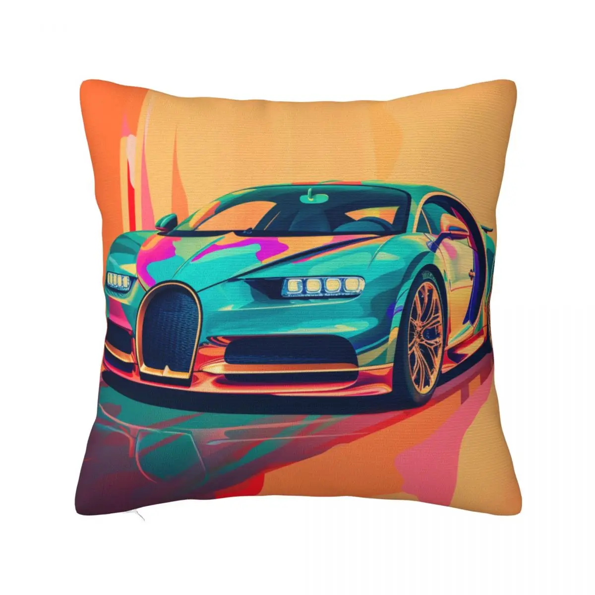 

Super Sports Car Pillow Case Cover Art Neo Fauvism Funny Polyester Pillowcase Travel Zipper Spring Cover