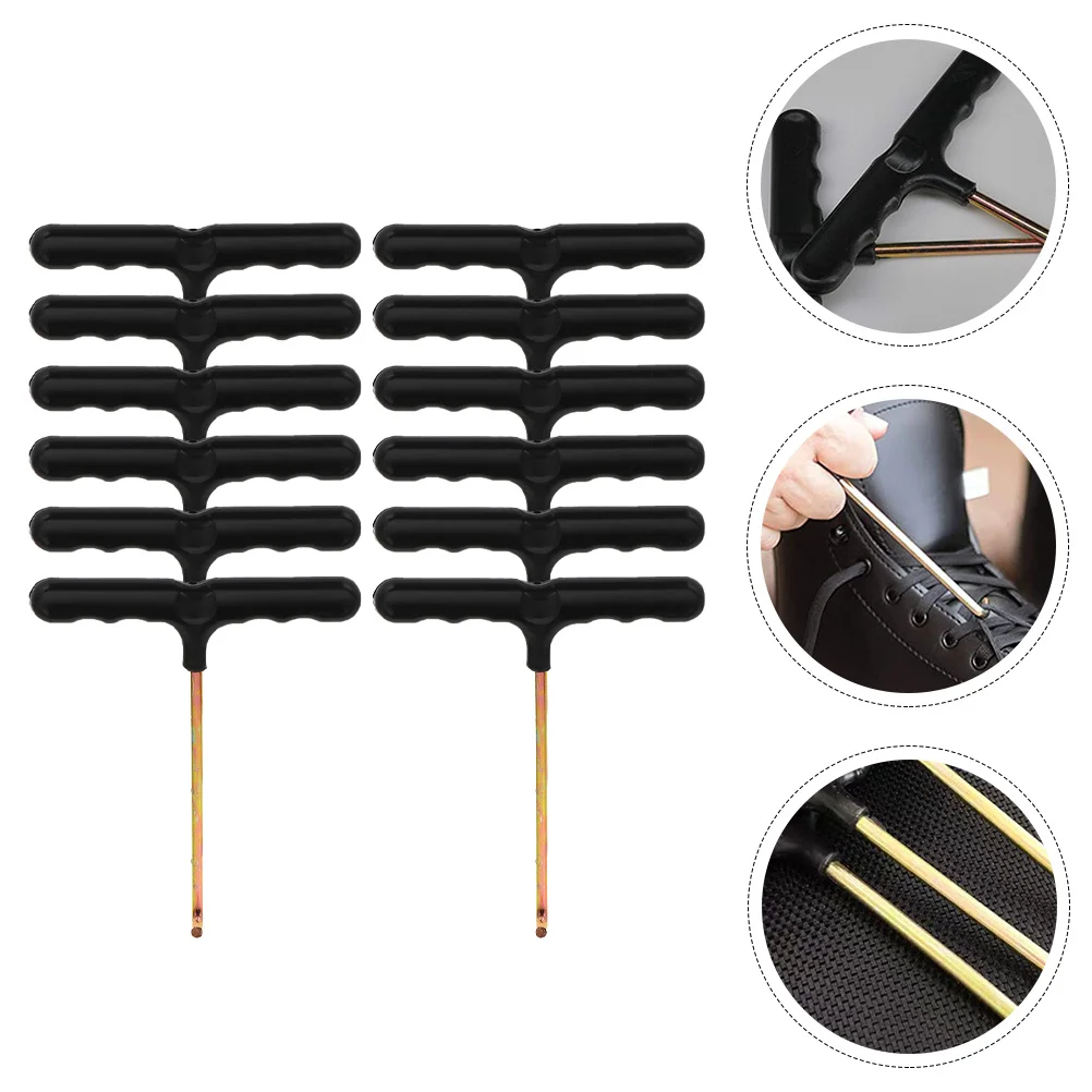 

12 Pcs Snap Hook Shoe Lace Tighting Tool Figure Skates Handle Shoelace Puller Metal Durable Hooks Home Tools