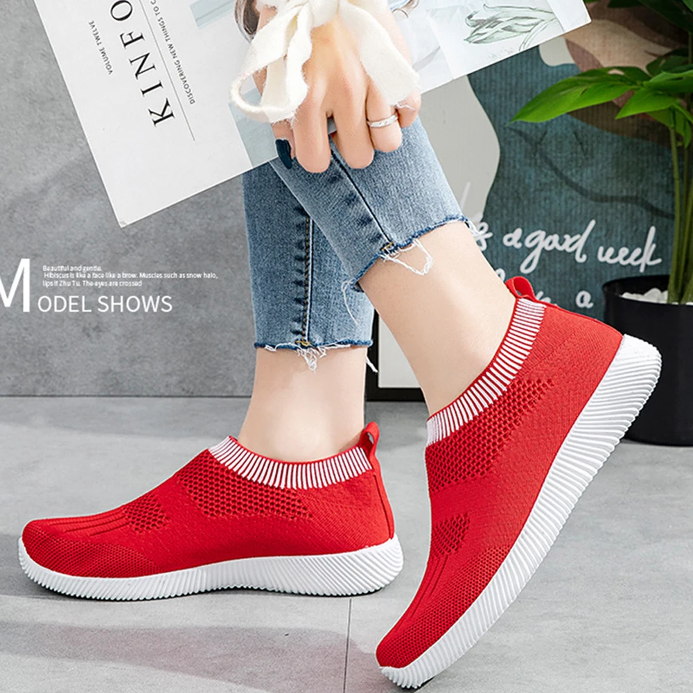 New Large Size Women's Shoes Fly Knitting Shoes Lightweight Socks Shoes Fashion Sports Single Shoes Fly Knitting Loafers Casual