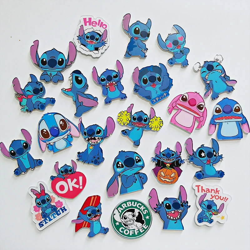 

Stitch Disney Anime Figure Acrylic Brooch Cartoon Lilo & Stitch Brooch Medal Pin Epoxy Shirt Bag Badge Kids Toys Christmas Gifts