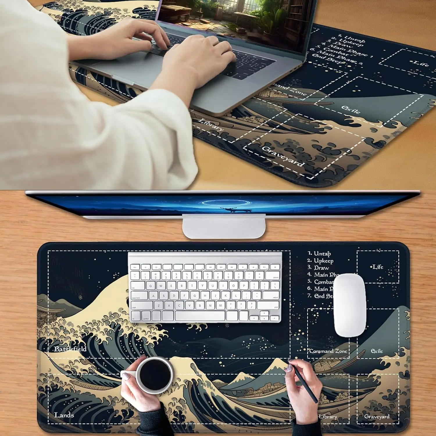 Игровой коврик Wave MTG Playmat 24 x 14 дюймов для DTCG CCG RPG коллекционная карточка с