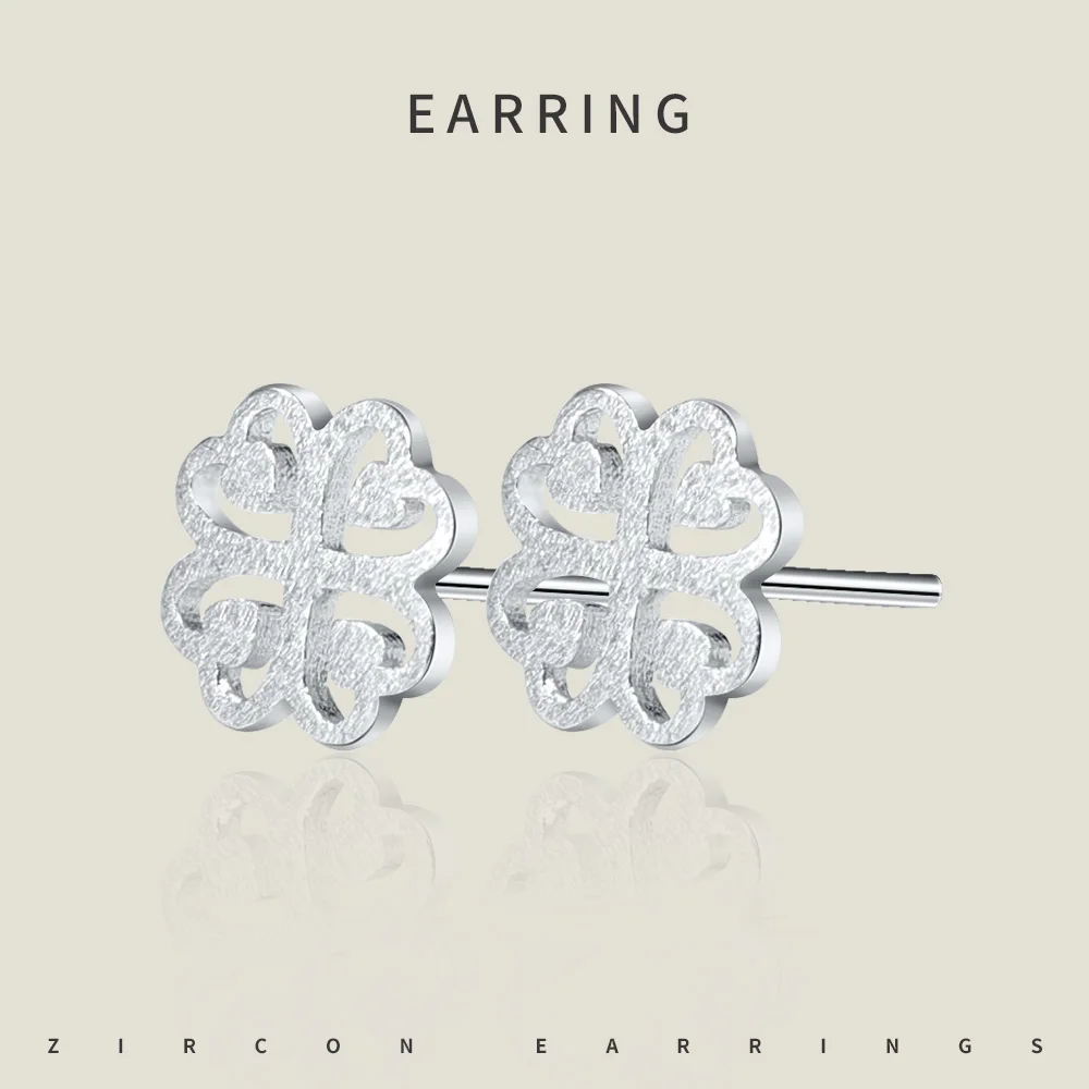 

Elegant Four Leaf Clover Stud Earrings For Women Girls Classic Simple Silver Flower Stud Earring Fashion Jewelry Gifts