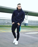 2022 new muscular mens sports suit mens autumn fitness suit hooded casual two piece suit
