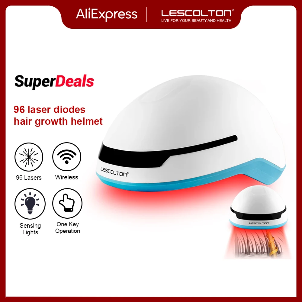 LESCOLTON Laser Hair Growth Helmet Hair Growth Cap Hair Loss Treatment Device Laser Hats for Men and Women Wireless Rechargeable