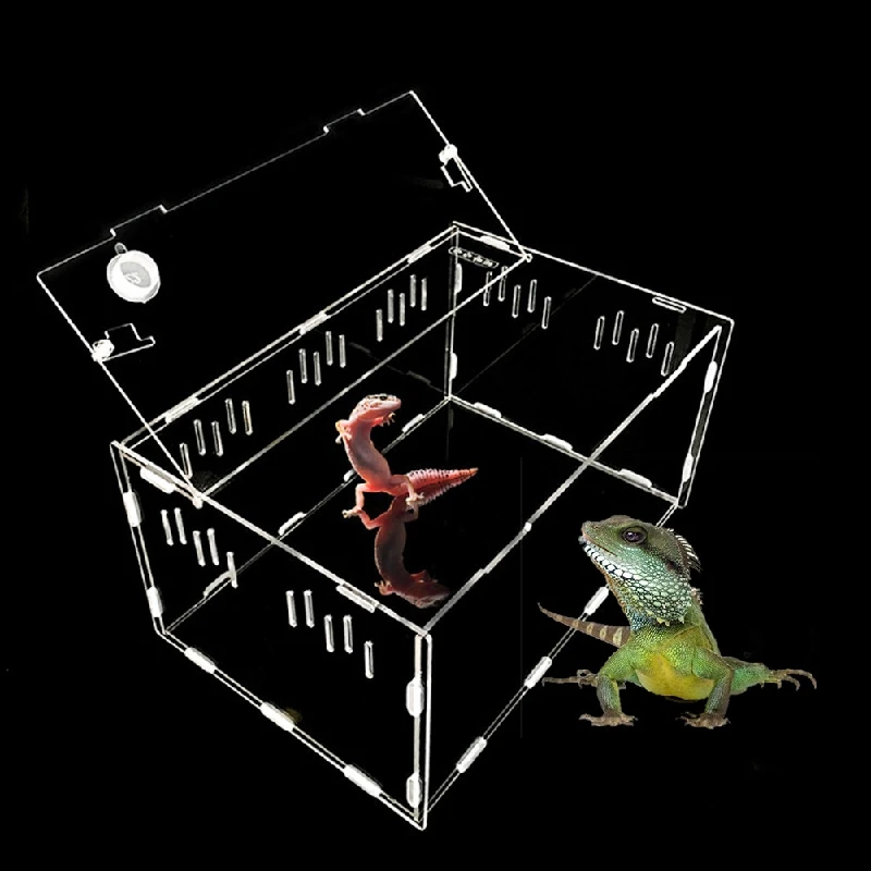 

Transparent Acrylic Reptile Box for Spiders Tortoise Lizard Breeding Insect Box Vents Sliding Small Pet Terrarium Vivarium 2020