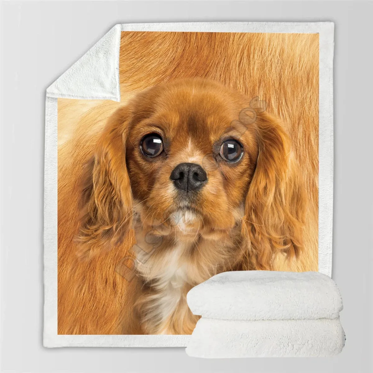 

Cavalier King Charles Spaniel Cozy Premium Fleece Blanket 3D All Over Printed Sherpa Blanket on Bed Home Textiles 01