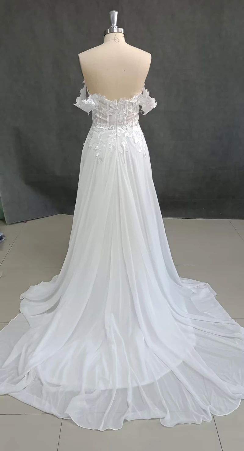 Кружевные свадебные платья LORIE в стиле бохо трапециевидные шифоновые пляжные с