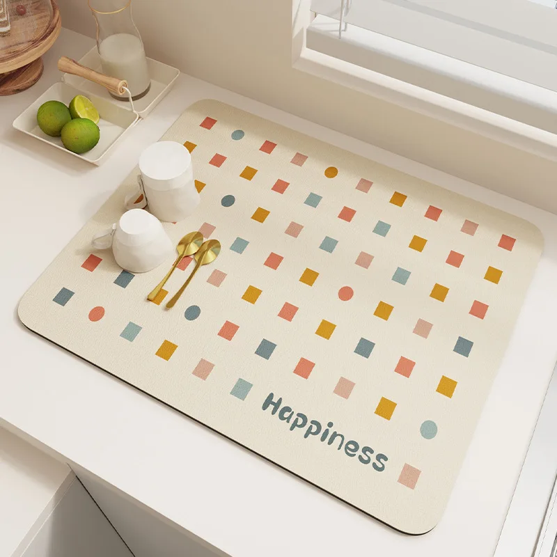 

Kitchen Countertop Draining Mat Diatom Mud Absorbent Mat Dining Table Drying Mat Non-wash Bar Dish Mat Insulation Coaster