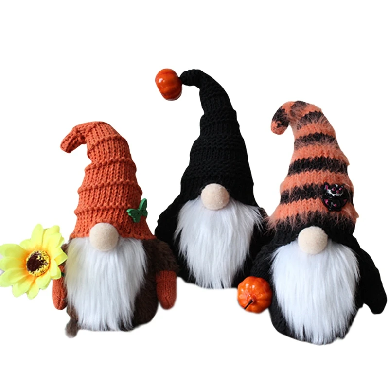 

Practical 3Pcs Fall Gnome Harvest Halloween Decor Ornament Autumn Decoration Felt Doll Thanksgiving Farmhouse Kitchen Faceless E