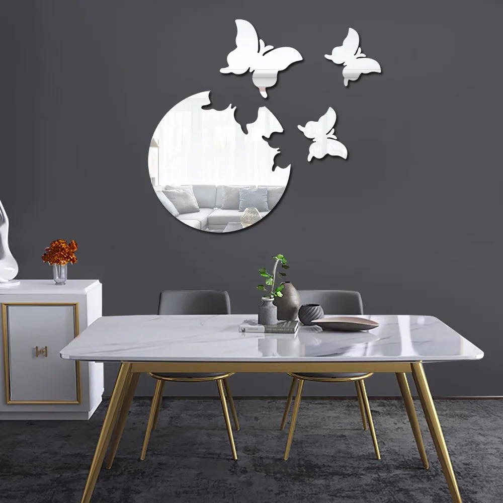 

Modern 3D Home Acrylic Mirror Wall Paste Bedroom Room Home Decoration DIY Butterfly Self-adhesive Mirror Wall Paste Decoration