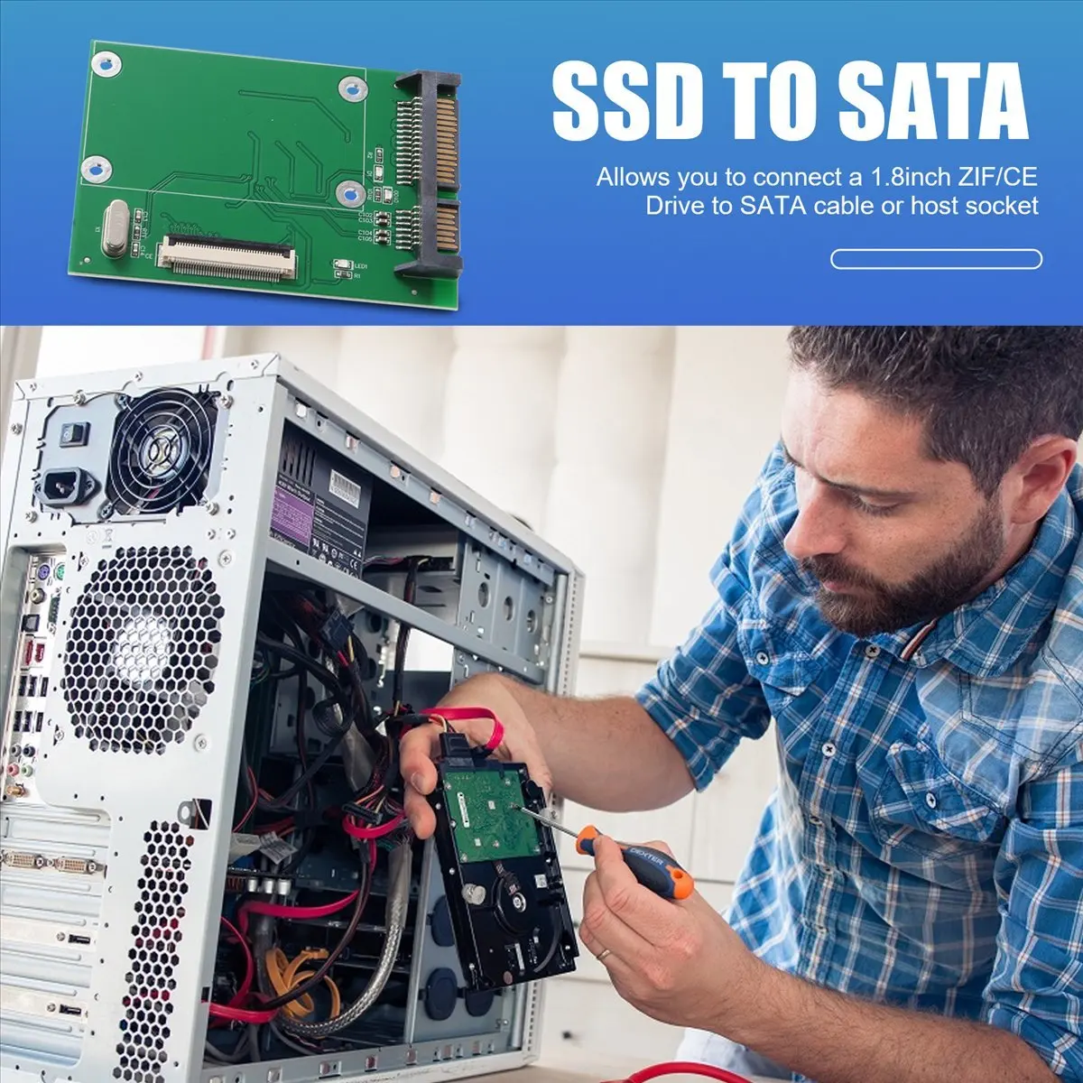 Адаптер-конвертер L77A для SSDHDD с 40-контактным разъемом ZIFCE (1,8 дюйма) в 22-контактный SATA (7+15) (art.: 3920dbed18b49) - 3920dbed18b49