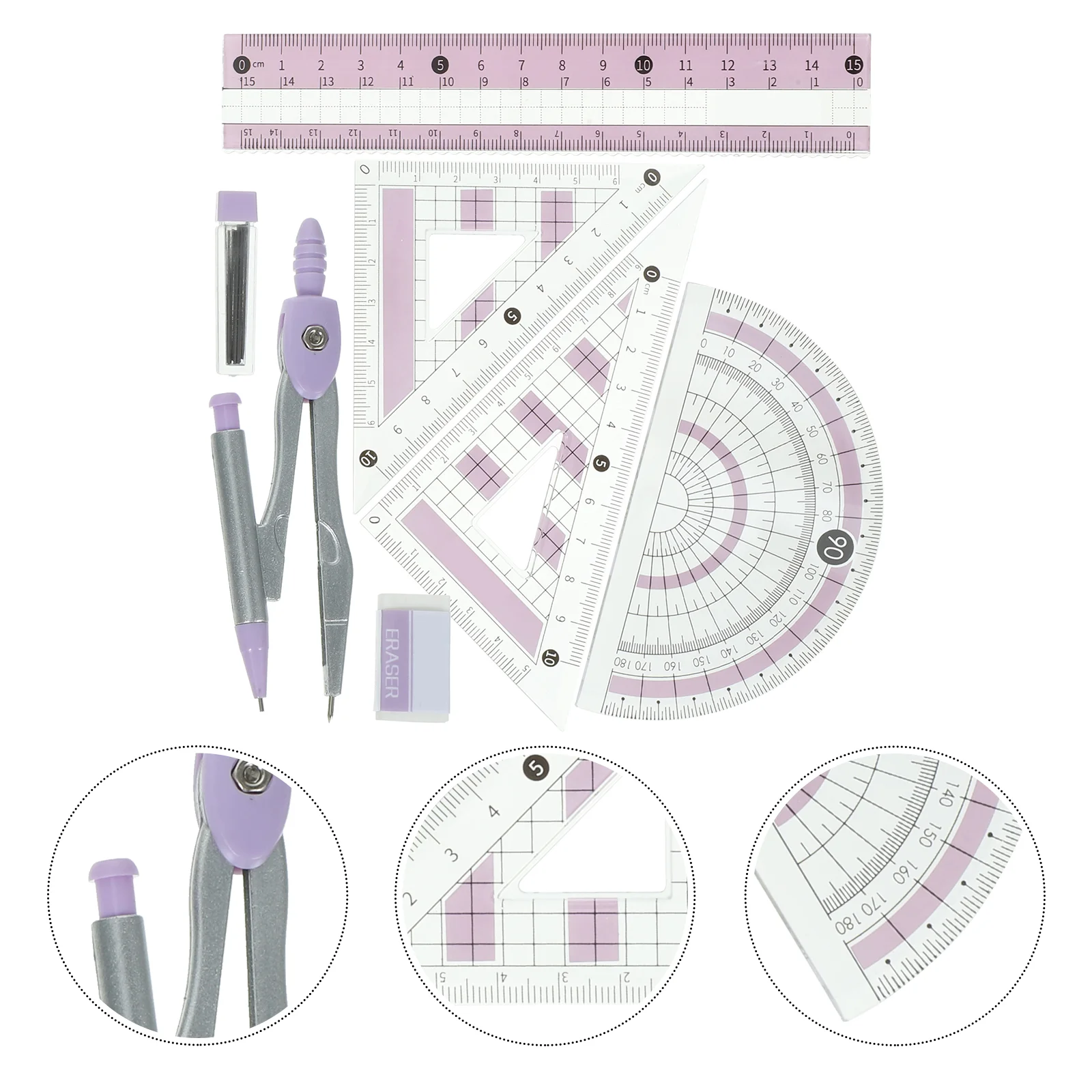 

Ruler Set Professional Drawing Triangle Geometry Protractor Tools Kids Circle Office Compass Stationery Accessories Supplies