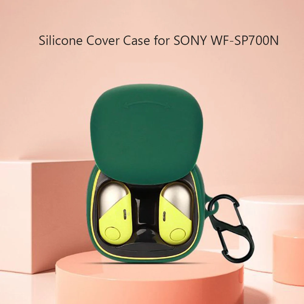 

Силиконовый чехол для SONY WF-SP700N, защитный чехол с отделением для зарядки, чехол для наушников, защитные аксессуары с крючком
