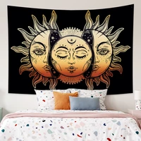 moon and sun tarot tapestry psychedelic hippie boho wall hanging aesthetic trippy living room bedroom boho decoration blacket