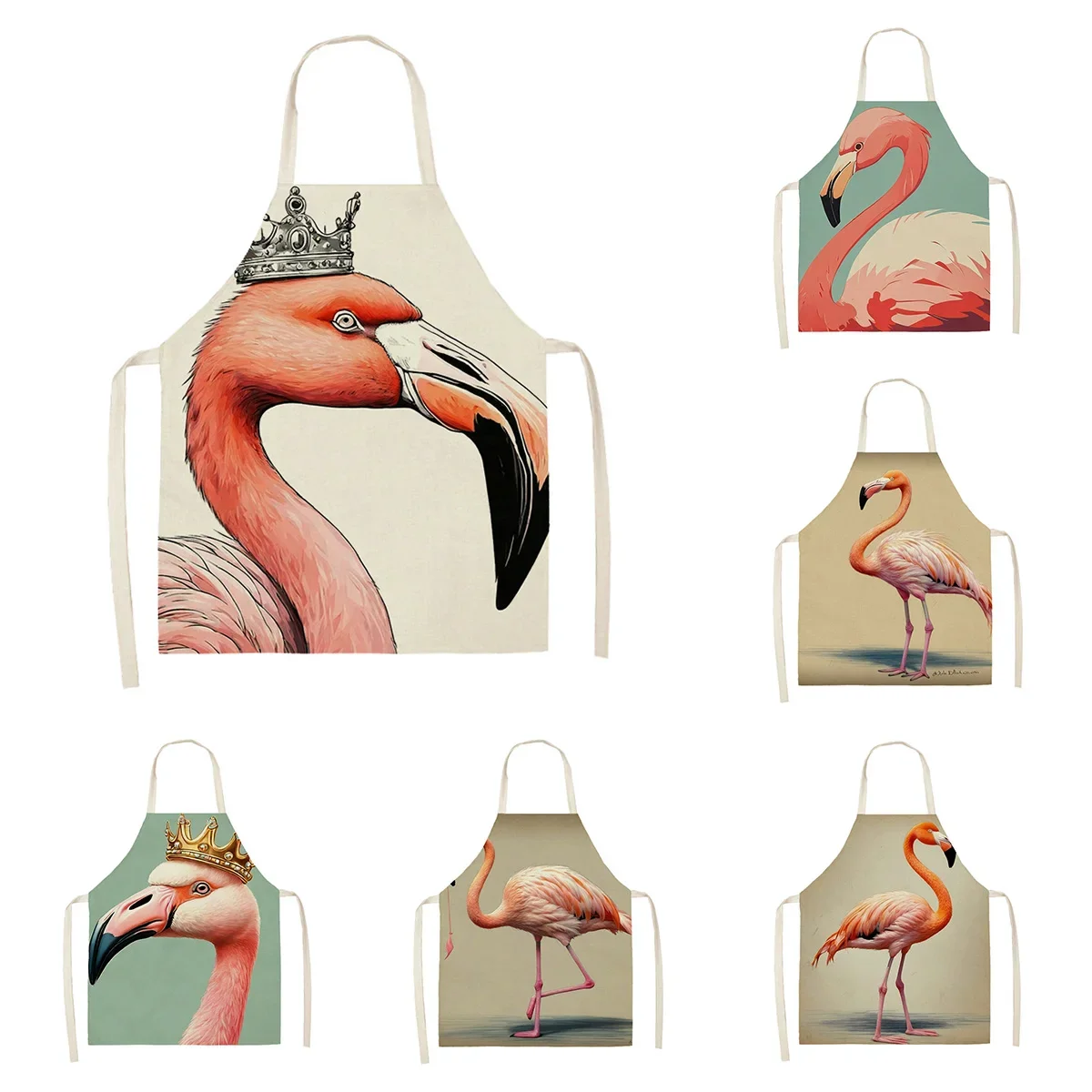 Кухонный Фартук для женщин и мужчин льняные водонепроницаемые забавные Фламинго