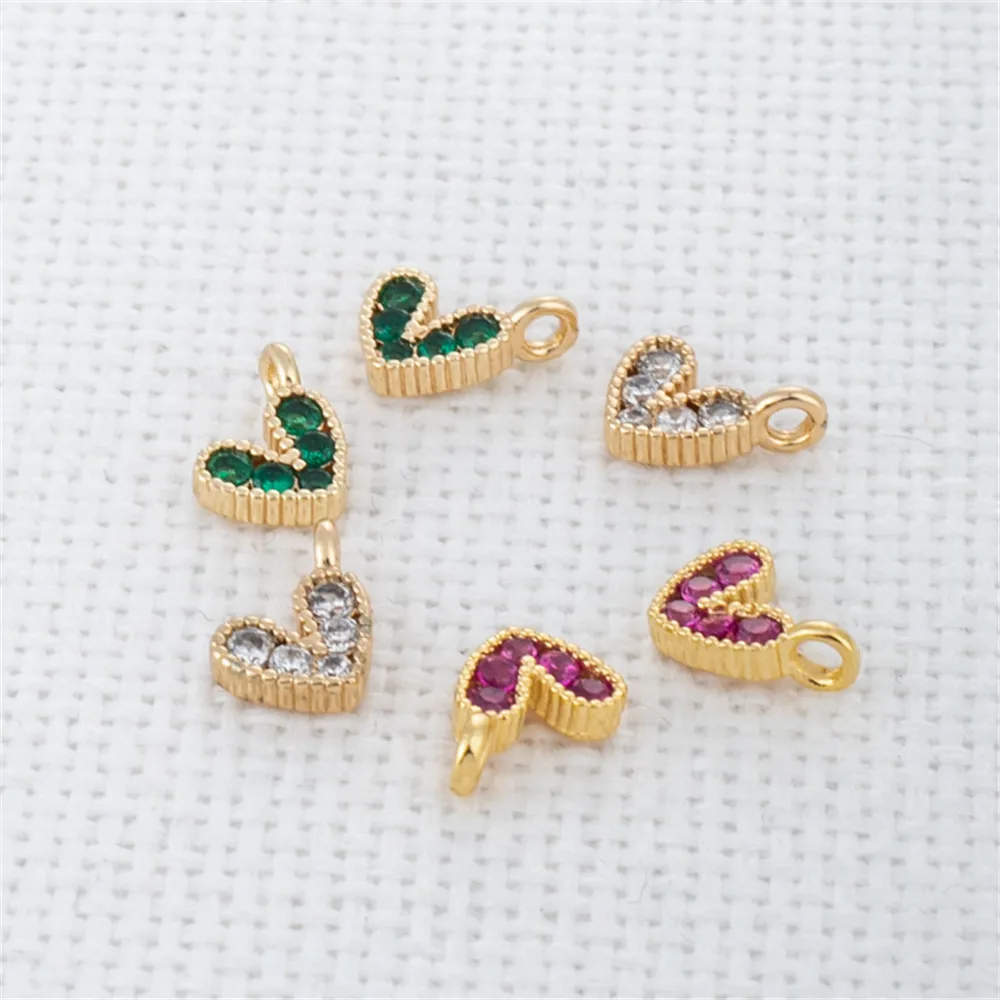 

14k gold inlaid zircon color zirconium small lovely love pendant 7mm beautiful small fresh diy accessories