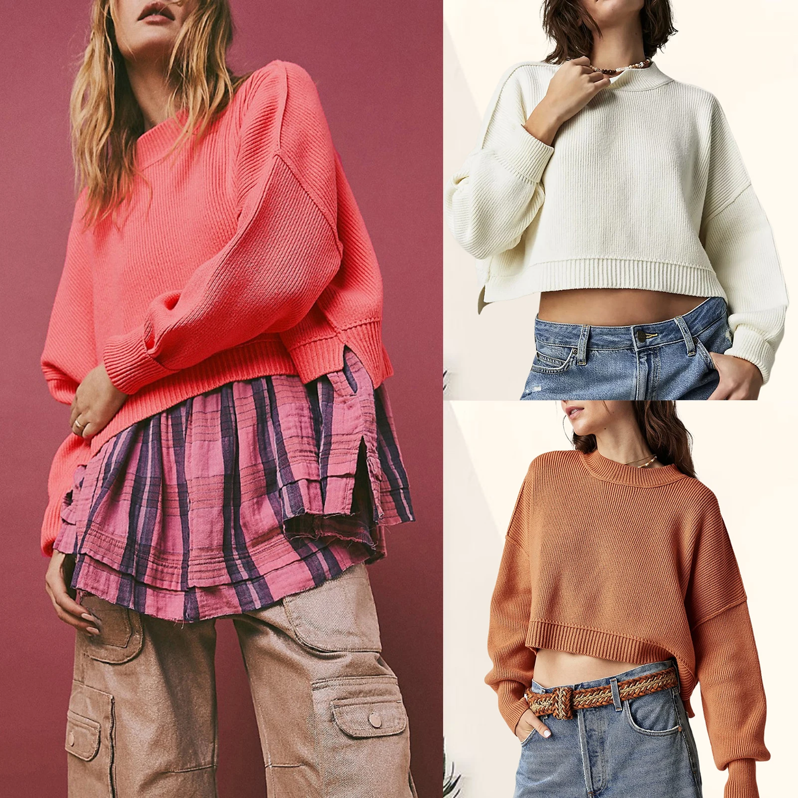 

Women Long Sleeve Sweatshirts Crew Neck Ladies Basic Pullover Solid Color Fleece Hoodie Casual Style Oversized Daily Suit