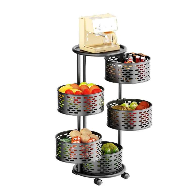 Кухонная вращающаяся полка из нержавеющей стали 5 уровней 360 градусов корзины