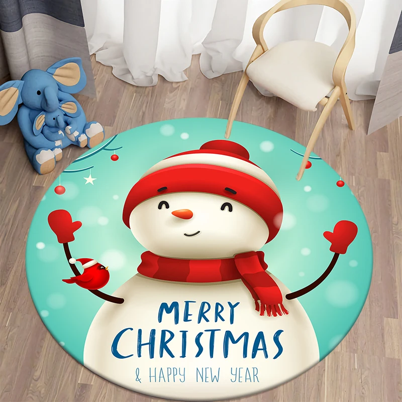 Christmas  Round Carpet HD printing Living room rugs Kids Mat carpet for children's room Bedroom rug Non-slip Floor Mat Doormat