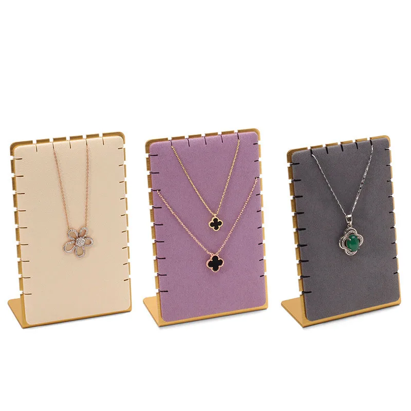 High end Gold-Plated Jewelry Display Props Microfiber Multiple Vertical Necklace Rack Window Counter Display Storage Jewelry Bra