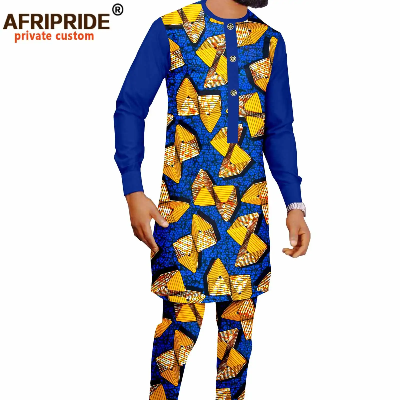 

African Clothing for Men Dashiki Printed Single Breasted Jacket and Pants 2 Piece Set Coats Blazer Ankara Outfits Suit A2116030