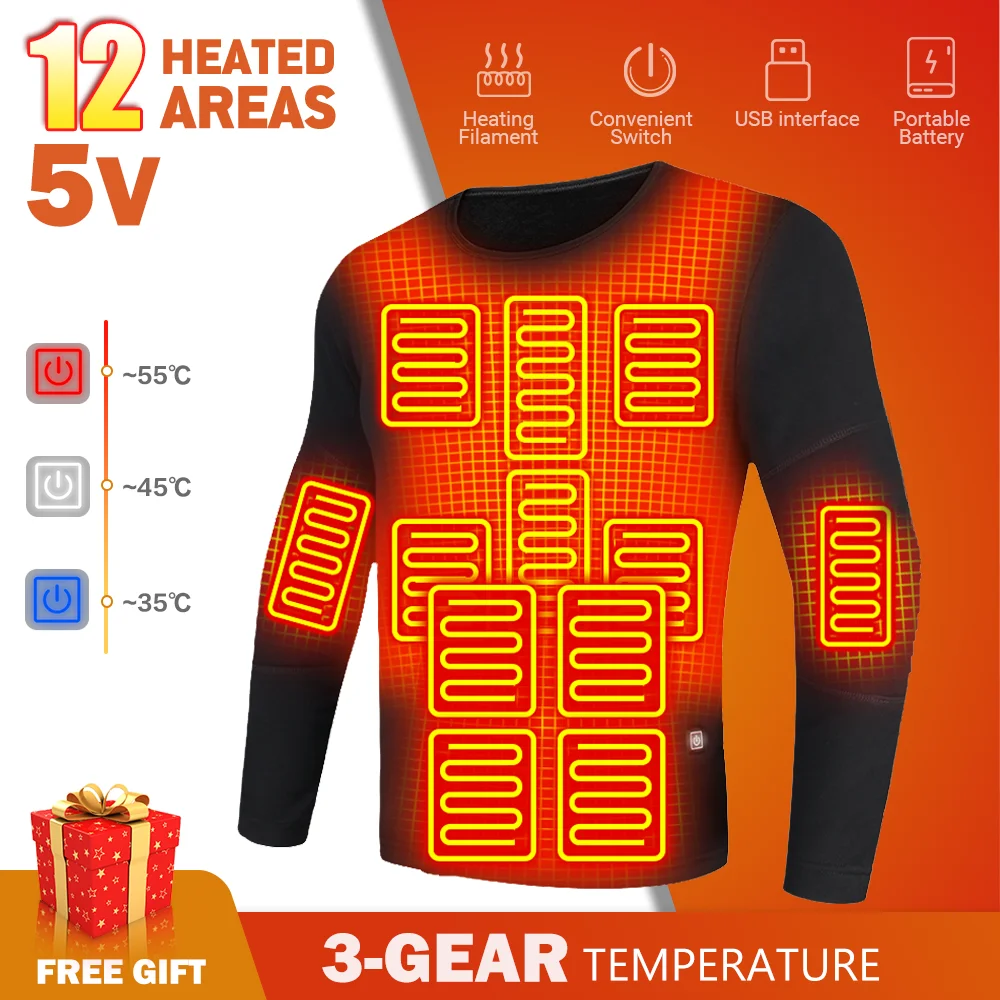 

Мужское нижнее белье с подогревом, зимнее теплое нижнее белье, костюм с мотоциклетной курткой, комплект одежды с электрическим подогревом ...