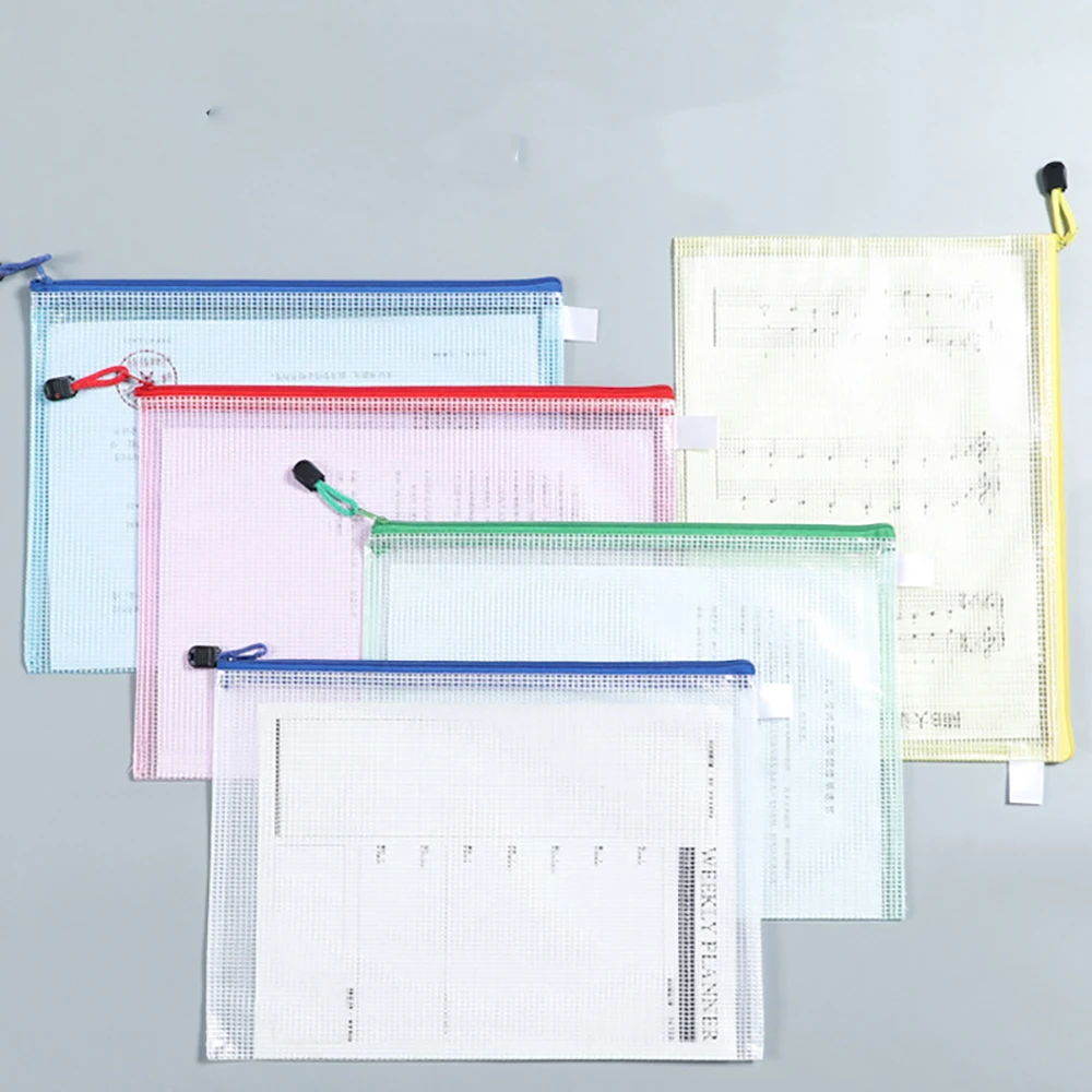 

Grid Bag Pocket Folders Stationery Storage File Products Waterproof File Zipper Portfolio Document Paper Bag Office Organizers