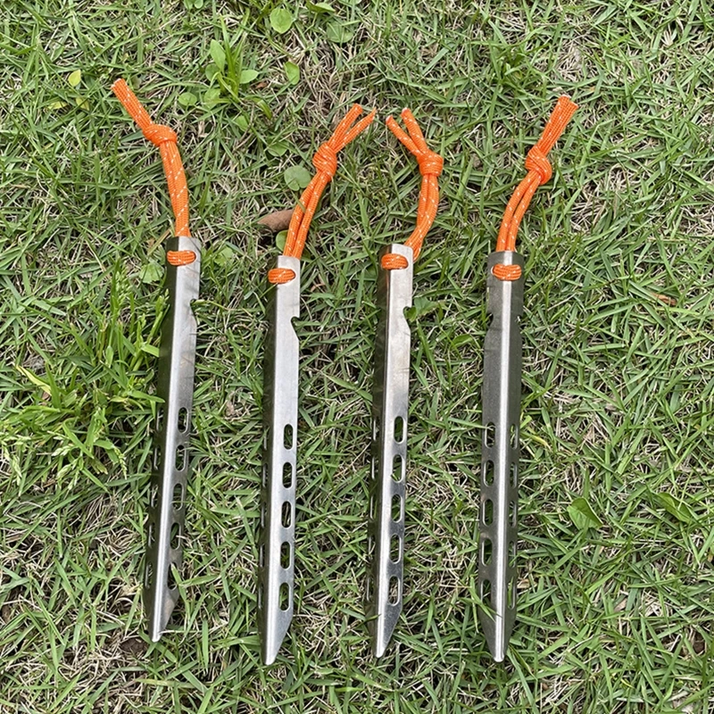 

6/10pcs Edgeless Titanium Pole for Camping Tent Outdoor Portable V-tent Pole Tent Nail Accessories