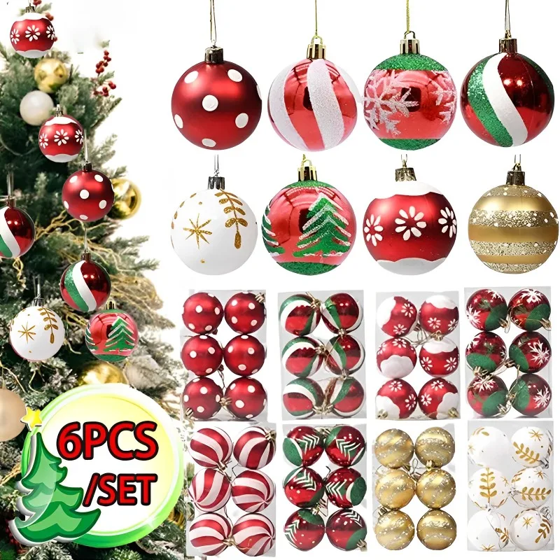 

6CM 6pcs Colorful Christmas Ball Xmas Tree Decor Happy New Year 2024 Gifts Ornament Navidad 2023 Christmas Decoration for Home