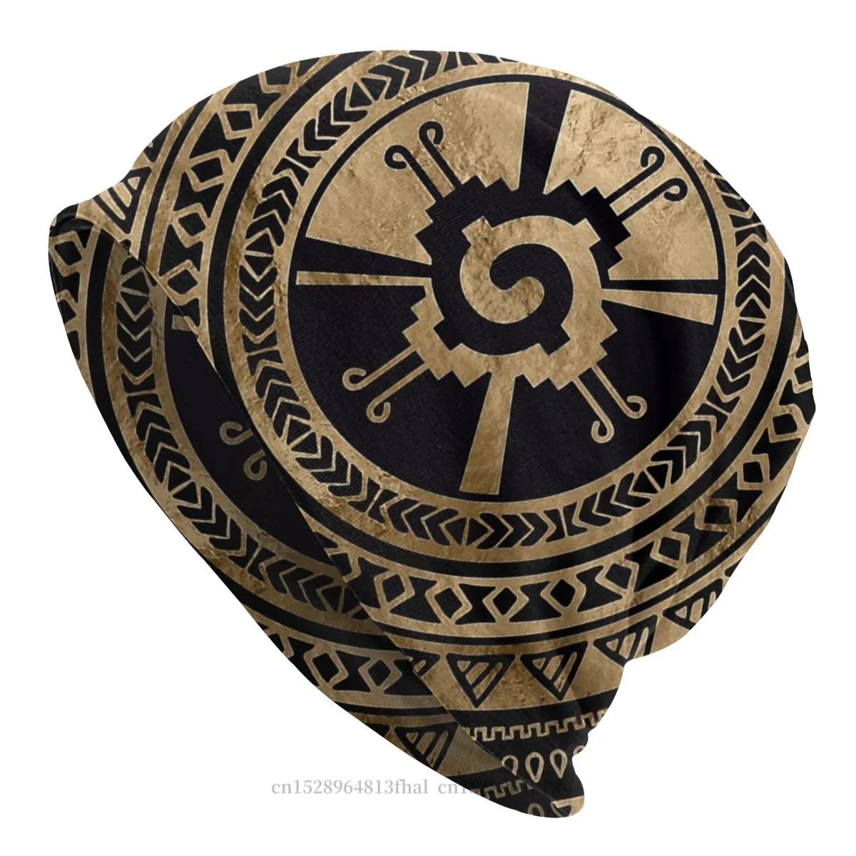 

Hunab Ku Symbol Black Gold Winter Warm Beanie Caps Mayan Aztec Calendar Skullies Beanies Ski Caps Soft Bonnet Hats