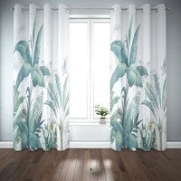 hd environmental protection digital printing simple green leaf nordic style curtain blackout curtain
