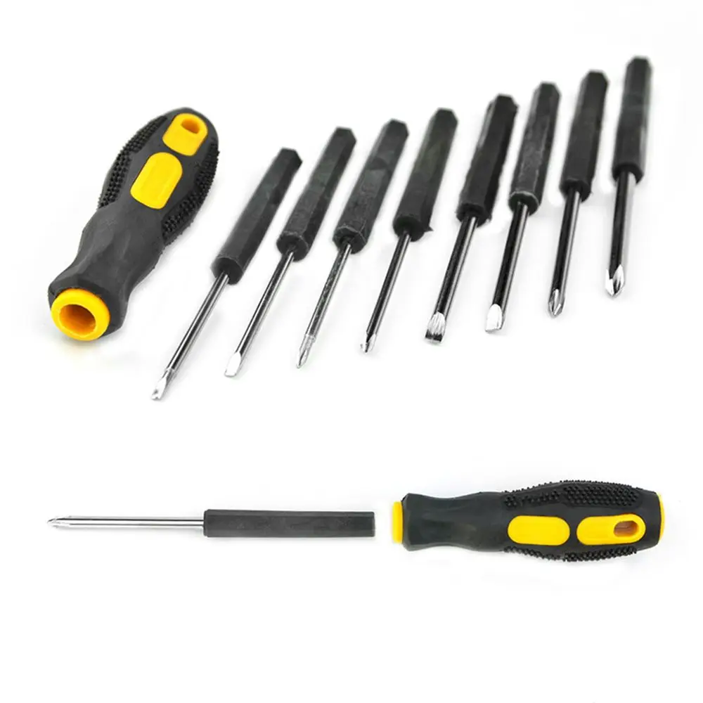 

10Pcs Screwdriver Hand Tool Kit Small Mini Combination Universal Set Dismountable Antiskid Handle Multifunction Repair