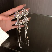long tassel geometric drop earrings oversize flowers crystal dangle earrings for women statement jewelry