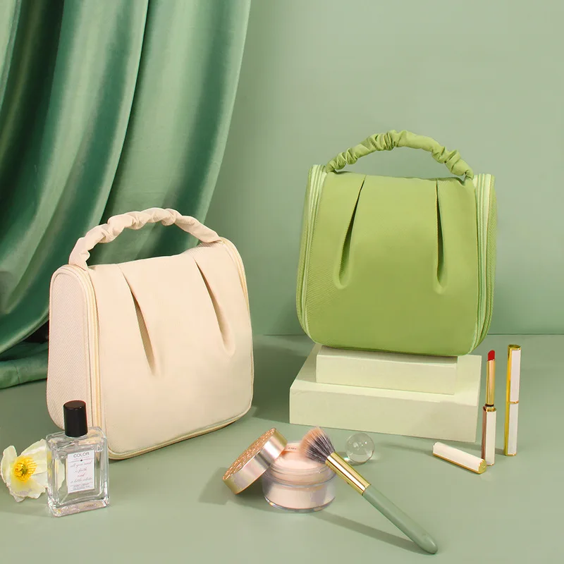 

2022 New Solid Color Large Capacity Makeup Pouch Portable Storage Multi Functional Cosmetic Bag