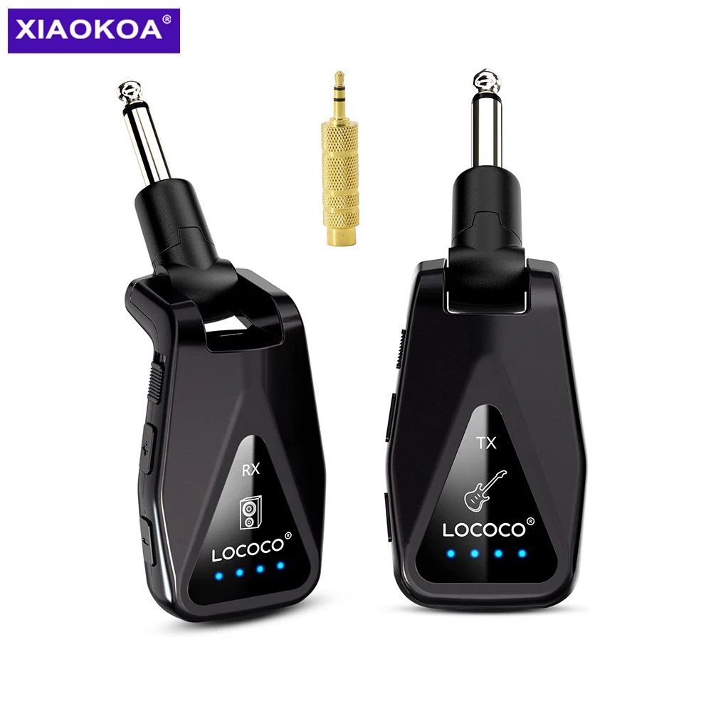 

Wireless Transmitter Receiver UHF 4 Channels Rechargeable Audio Wireless Guitar System for Guitar Bass Electric Instruments