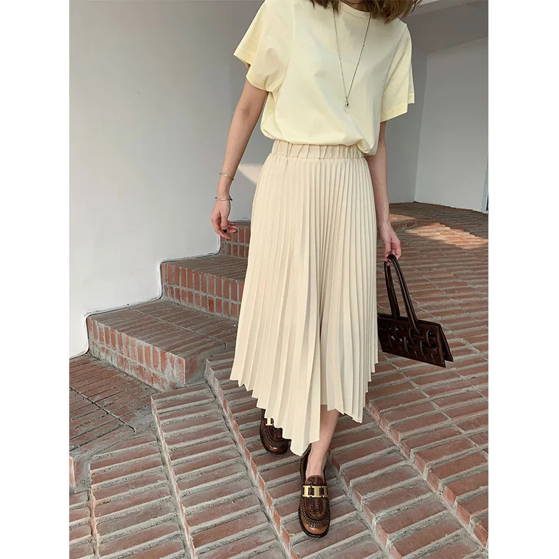 Skirts Women's Pleated Skirt New Women's Spring High Waist Skirt Length