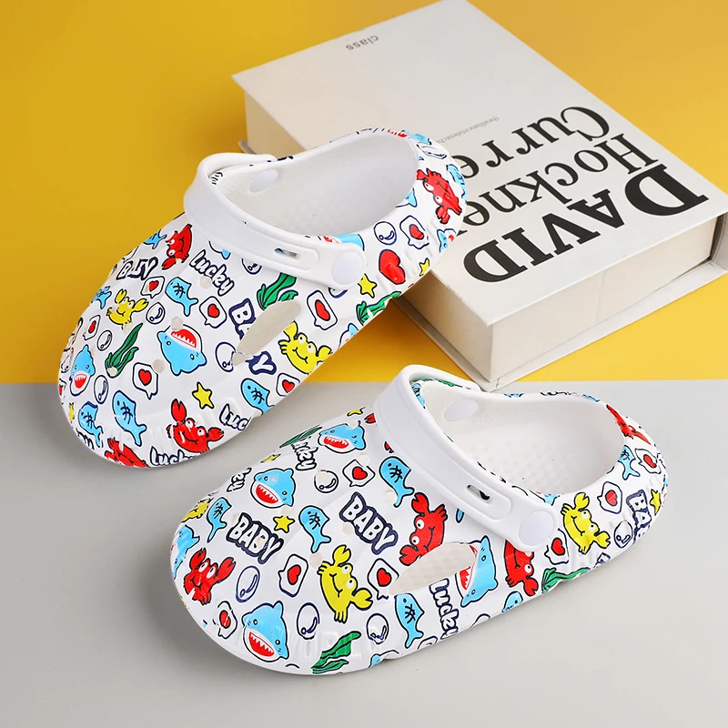 

Cartoon Children Shoes Girls Boy Slippers Summer Casual EVA Clogs Beach Cute Sea Bear Dinosaur Print Kids Sandals for Girl Boy