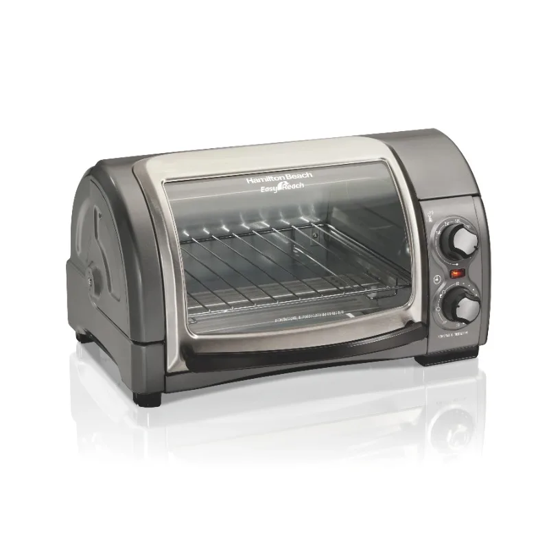 

Hamilton Beach Easy Reach 4-Slice Countertop Toaster Oven With Roll-Top Door, 1200 Watts, Fits 9” Pizza, 3 Cooking Functions