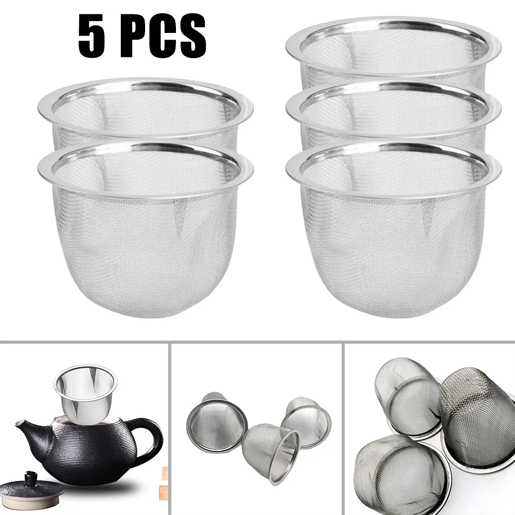 

Mesh Stainer Tea Leaves Teapot Teas Infuser 5Pcs Coffee Filter For Spice Herbal Kitchen Accessories Micro-mesh