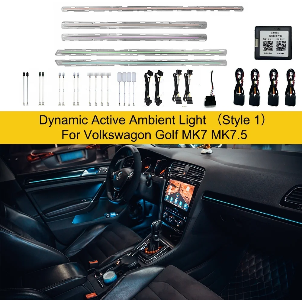 Фото Динамическая активная атмосферная подсветка OEM Design Symphony для Volkswagen Golf MK7, MK7.5, Golf 7, 7.5: Обновление интерьера с LED-подсветкой №3