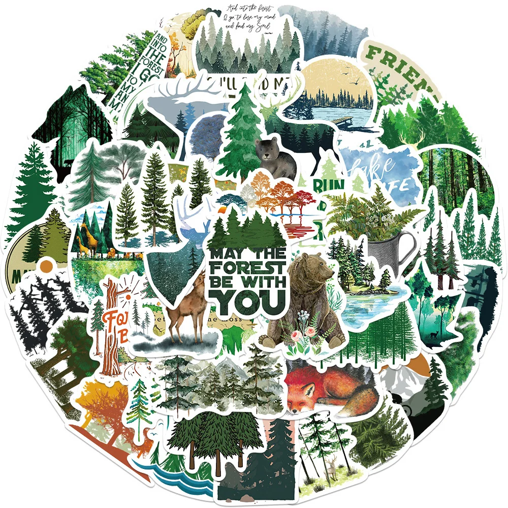 

50pcs Aesthetic Animals Forest Stickers For Phone Stationery Suitcase DIY Sticker Scrapbooking Material Vintage Craft Supplies