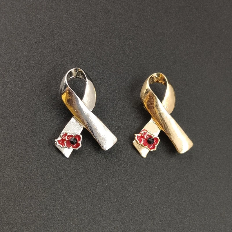 

Red Poppy Flower Ribbon Brooch Pin Alloy For Women Scarf Buckle Jewelry Gift Accessries