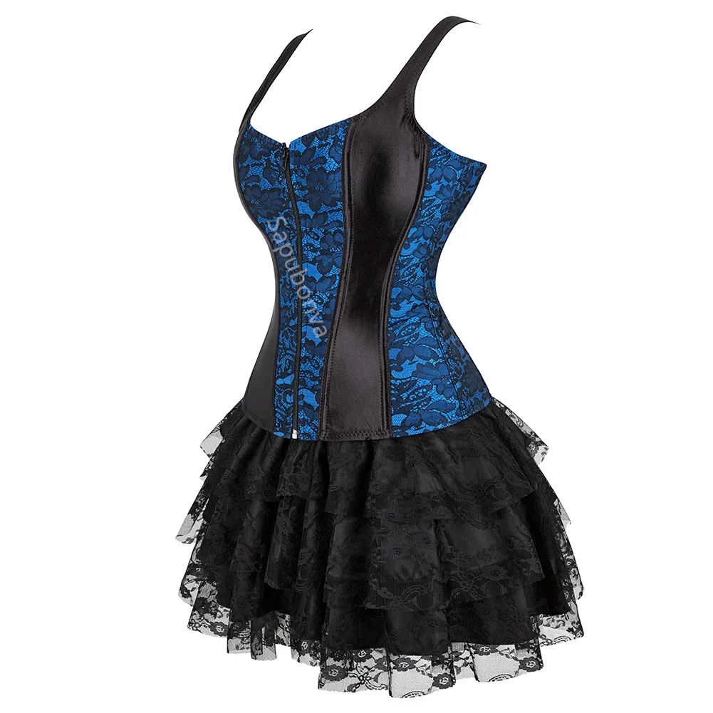 Корсет платье юбка-пачка комплект с кружевными лямками костюм на молнии женская