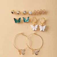 2022 new imitation pearl pendant earrings womens metal butterfly earrings set fashion 6 pieces combination jewelry