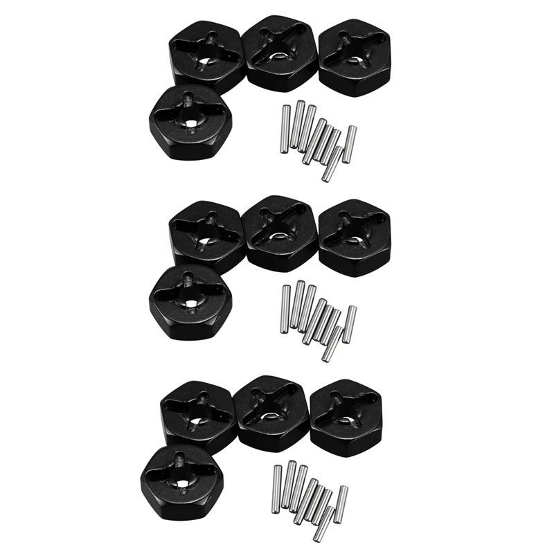 

12X Aluminum Alloy 12Mm Combiner Wheel Hub Hex Adapter Upgrades For Wltoys 144001 1/14 RC Car Spare Parts,Black