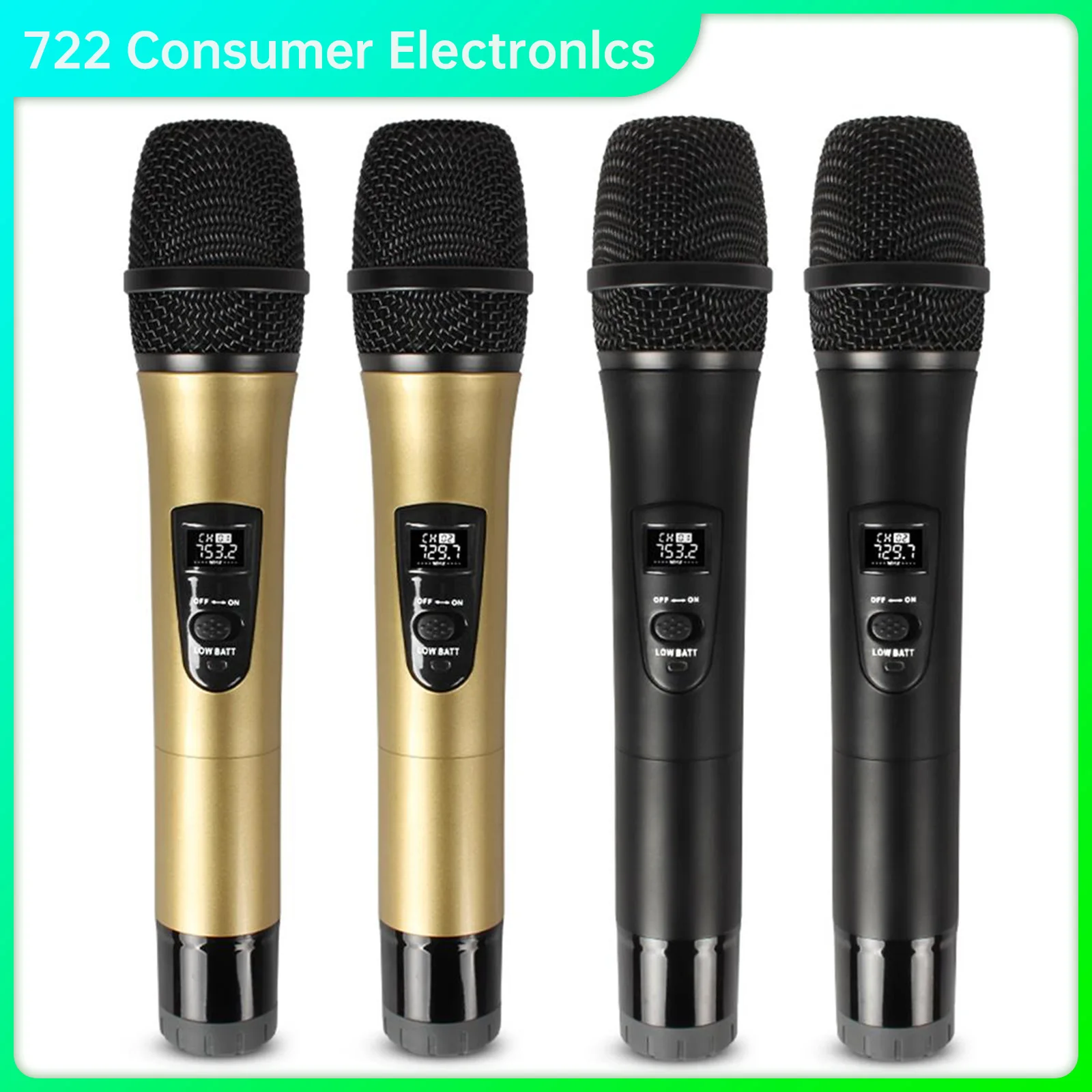 

Ручной беспроводной микрофон, 2-канальный профессиональный УВЧ микрофон для вечерние, караоке, церкви, шоу, встреч, 50 метров