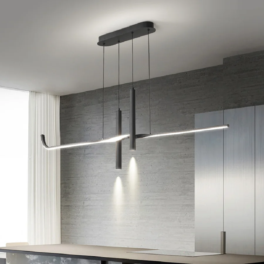 

Dining room chandeliers modern minimalist atmosphere bar table lamps 2022 new strip creative LED lighting