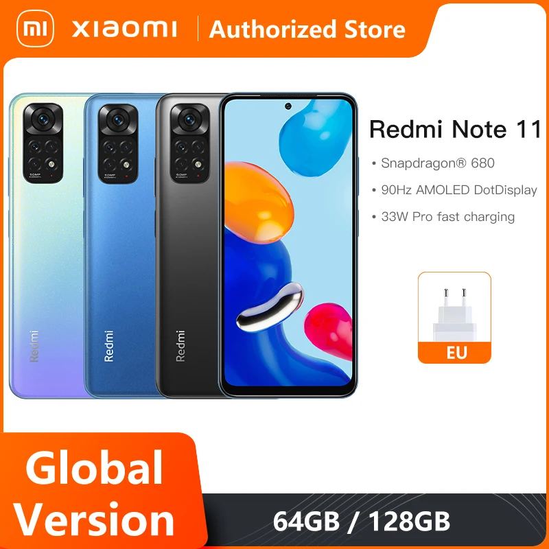 Global Version Xiaomi Redmi Note 11 Smartphone Snapdragon 680 Octa Core 33W Pro Fast Charging 50MP Quad Camera